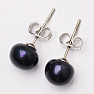 Pearl black stud earrings