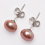 Pearl plum stone earrings