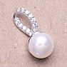 Silver pendant with white pearl and zircons Ag 925 015666 WP