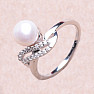 Silver ring with white pearl and zircons Ag 925 017135 WP