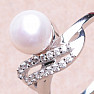 Silver ring with white pearl and zircons Ag 925 017135 WP