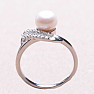 Silver ring with white pearl and zircons Ag 925 017135 WP