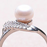 Silver ring with white pearl and zircons Ag 925 017135 WP