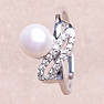 Silver ring with white pearl and zircons Ag 925 017135 WP