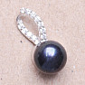 Silver pendant with black pearl and zircons Ag 925 015666 BP