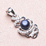 Silver pendant with black pearl and zircons Ag 925 09711 BP