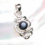 Silver pendant with black pearl and zircons Ag 925 09711 BP