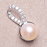 Silver pendant with pink pearl and zircons Ag 925 015666 PP