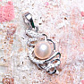 Silver pendant with pink pearl and zircons Ag 925 09711 PP