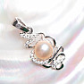 Silver pendant with pink pearl and zircons Ag 925 09711 PP