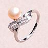 Silver ring with pink pearl and zircons Ag 925 017135 PP