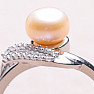 Silver ring with pink pearl and zircons Ag 925 017135 PP