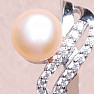 Silver ring with pink pearl and zircons Ag 925 017135 PP