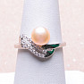 Silver ring with pink pearl and zircons Ag 925 017135 PP