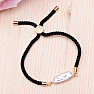 Keshi pearl drawstring bracelet black