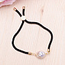 Keshi pearl round cord drawstring bracelet black