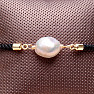 Keshi pearl round cord drawstring bracelet black