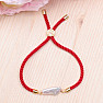 Keshi pearl drawstring bracelet red