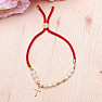 Pearls with cross cord drawstring bracelet red