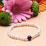 Women's pearl bracelet white pearl with amethyst 5 mm