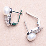 Silver earrings with white pearl and zircons Ag 925 08428 WP