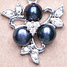 Silver pendant with black pearls and zircons Ag 925 014563 BP