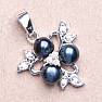 Silver pendant with black pearls and zircons Ag 925 014563 BP