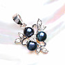 Silver pendant with black pearls and zircons Ag 925 014563 BP