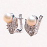 Silver earrings with pink pearl and zircons Ag 925 08428 PP