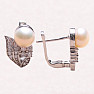 Silver earrings with pink pearl and zircons Ag 925 08428 PP