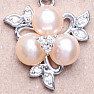 Silver pendant with pink pearls and zircons Ag 925 014563 PP