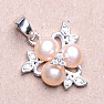 Silver pendant with pink pearls and zircons Ag 925 014563 PP