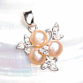 Silver pendant with pink pearls and zircons Ag 925 014563 PP