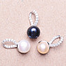 Silver pendant with black pearl and zircons Ag 925 015666 BP