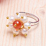 Carnelian with pearls elegant ring adjustable size