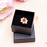 Carnelian with pearls elegant ring adjustable size