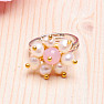 Roses with pearls elegant ring adjustable size