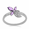 Silver ring with African amethysts and zircons Ag 925 026097 AFAM