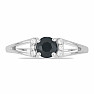 Silver ring with cut black sapphire and zircons Ag 925 015090 BLS