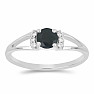 Silver ring with cut black sapphire and zircons Ag 925 015090 BLS