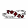 Silver ring with cut ruby and zircons Ag 925 026296 RB