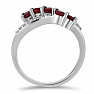 Silver ring with cut ruby and zircons Ag 925 026296 RB