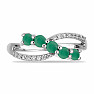 Silver ring with cut emerald and zircons Ag 925 026296 EM