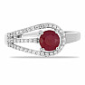 Silver ring with cut ruby and zircons Ag 925 036636 RB