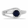 Silver ring with blue sapphire and zircons Ag 925 036636 SAF