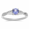 Silver ring with cut tanzanite and zircons Ag 925 012722 TZ