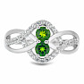 Silver ring with polished chrome diopside and zircons Ag 925 013424 DIO