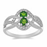 Silver ring with polished chrome diopside and zircons Ag 925 013424 DIO