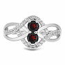 Silver ring with cut garnet and zircons Ag 925 013424 GT