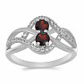 Silver ring with cut garnet and zircons Ag 925 013424 GT